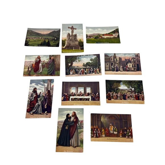 1910 Oberammergau Passion Play 49/50 Antique Postcard Set w/ Box Divided Back - Picture 2 of 8